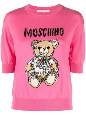 Moschino Teddy Bear-intarsia cropped jumper - Pink
