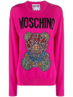 Moschino Teddy Bear intarsia knit jumper - Pink