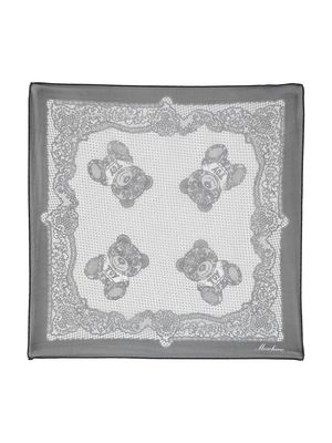 Moschino Teddy Bear lace-print scarf - Black