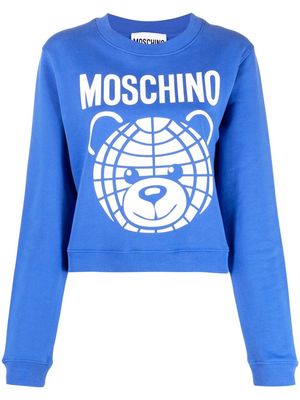 Moschino Teddy Bear motif cropped sweatshirt - Blue