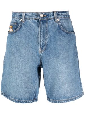 Moschino teddy bear-motif denim shorts - Blue