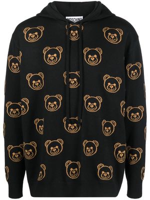 Moschino Teddy Bear-motif knitted hoodie - Black