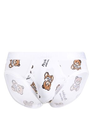Moschino Teddy Bear motif logo briefs - White