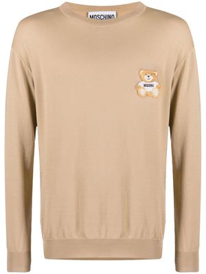 Moschino Teddy Bear-patch cotton jumper - Brown