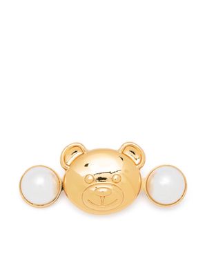 Moschino Teddy Bear polished brooch - Gold