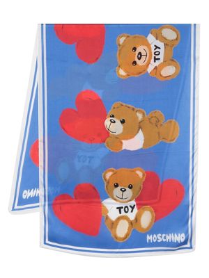 Moschino teddy-bear-print scarf - Blue