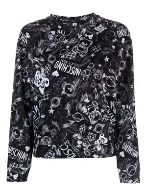 Moschino Teddy Bear-print stretch-cotton sweatshirt - Black