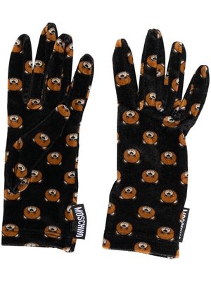Moschino Teddy Bear velvet gloves - Black