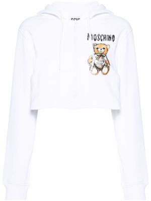 Moschino teddy bear zip-up hoodie - White