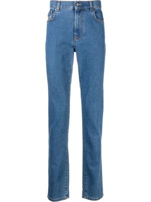Moschino Teddy-patch straight-leg jeans - Blue
