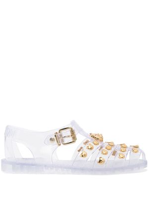 Moschino Teddy-stud transparent caged sandals - White