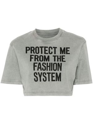 Moschino text-print cropped T-shirt - Grey