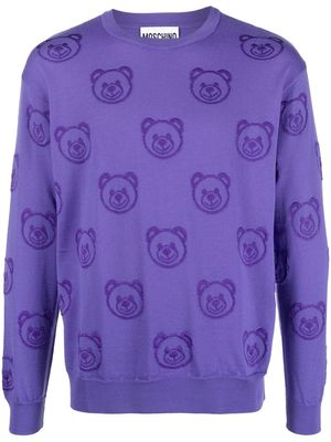 Moschino textured toy-bear knit jumper - Purple