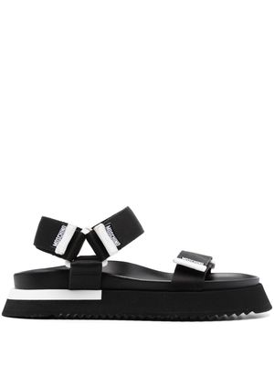 Moschino touch-strap flat sandals - Black