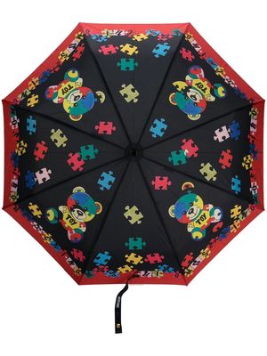 Moschino toy-bear print detail umbrella - Black