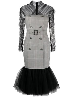 Moschino tulle-panelling layered midi dress - Black