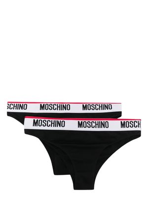Moschino two-pack logo-waist cotton briefs - Black