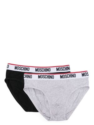 Moschino two-pack logo-waistband briefs - Grey