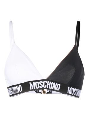 Moschino two-tone logo-print bikini top - Black