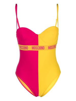 Moschino two-tone logo tape swimwear - Pink