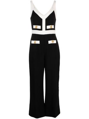 Moschino V-neck gold-buttons jumpsuit - Black