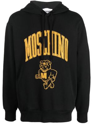 Moschino Varsity Bulldog drawstring hoodie - Black