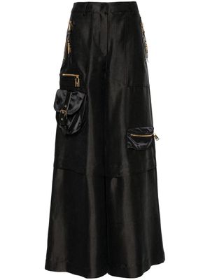 Moschino wide-leg satin trousers - Black