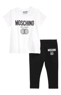 Moschino x Smiley Double Smiley Graphic Tee & Leggings Set in White/Black