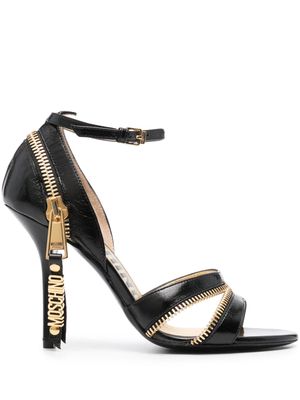 Moschino zip-detail 100mm leather sandals - Black