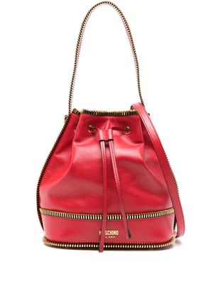 Moschino zip-detail leather bucket bag - Red