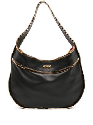 Moschino zip-detail leather shoulder bag - Black