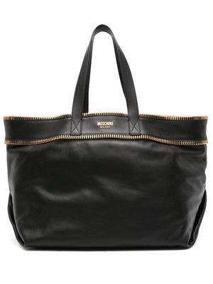 Moschino zip-detail leather tote bag - Black