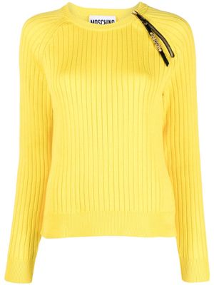 Moschino zip-detailed ribbed jumper - Yellow