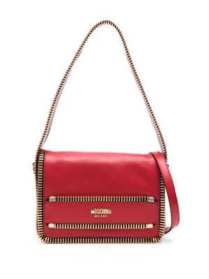 Moschino zip-embellished leather shoulder bag - Red