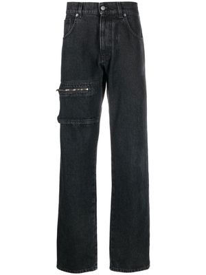 Moschino zip-embellished straight jeans - Black