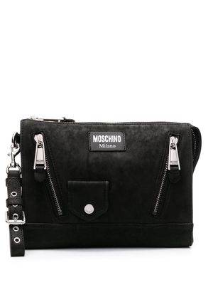 Moschino zipped leather clutch bag - Black