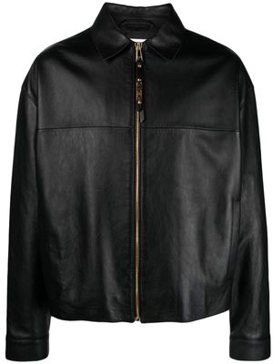 Moschino zipped-up leather jacket - 0555 - Nero