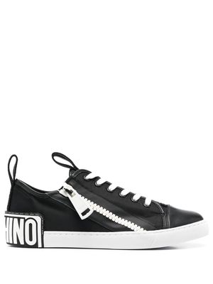Moschino zippered logo-tape sneakers - Black