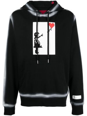Mostly Heard Rarely Seen 8-Bit Floating Heart graphic-print cotton hoodie - Black
