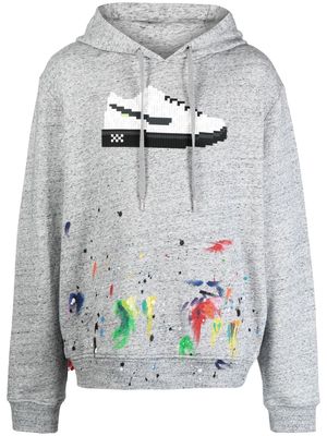 Mostly Heard Rarely Seen 8-Bit graphic-print paint-splattered hoodie - Grey