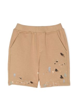 Mostly Heard Rarely Seen 8-Bit paint-splatter cotton shorts - Brown