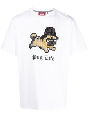 Mostly Heard Rarely Seen 8-Bit Pug Life cotton T-shirt - White
