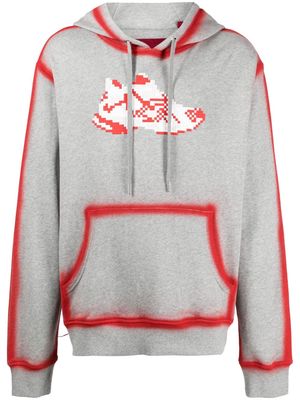 Mostly Heard Rarely Seen 8-Bit Red Runner graphic-print cotton hoodie - Grey