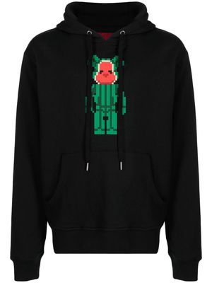Mostly Heard Rarely Seen 8-Bit Watermelon Bear cotton hoodie - Black
