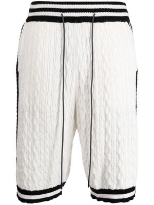 Mostly Heard Rarely Seen cable-knit striped track shorts - White