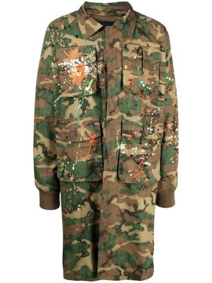 Mostly Heard Rarely Seen Camouflage Backpack Long coat - Green
