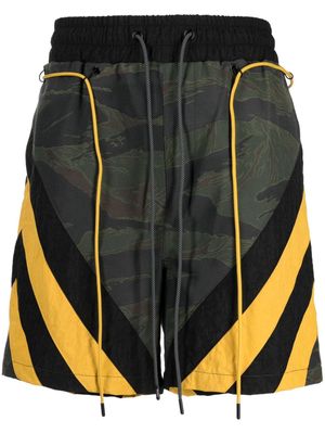 Mostly Heard Rarely Seen camouflage striped track shorts - Green