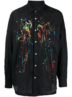 Mostly Heard Rarely Seen crinkle paint-embroidered shirt - Black