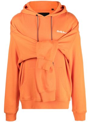 Mostly Heard Rarely Seen double-sleeve layered cotton hoodie - Orange