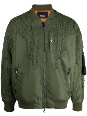 Mostly Heard Rarely Seen Drip crochet-panelling bomber jacket - Green